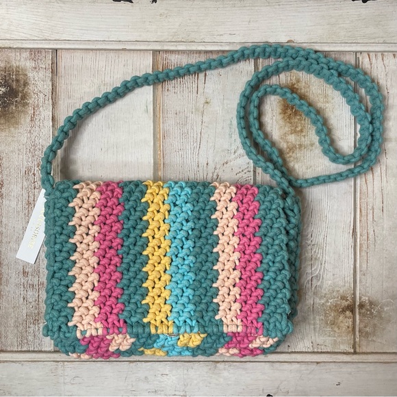 Accessorize London Stripe Macrame Crossbody Bag - Picture 7 of 14